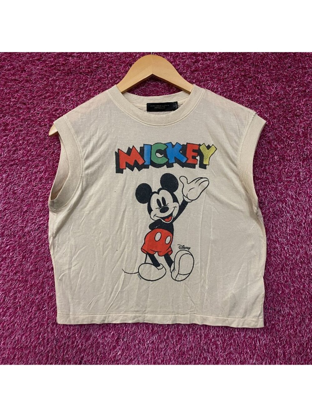 Junk Food Clothing X Disney Waving Mickey Vintage Tissue Tank XS